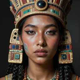 beauty aztec inca woman portrait by simonetti hyperrealism expressive eyes cyborg anime ghost in the shell