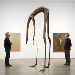 significantly tall skinny monster with very long legs, curved in shape, by gertrude abercrombie, tomma abst, christopher balaskas