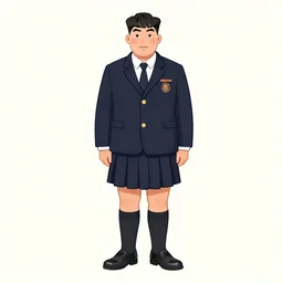 kim jong - un, school uniform, seifuku, pleated miniskirt, overknee socks. by rembrandt 1 6 6 7, illustration