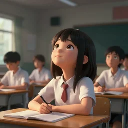 a cute girl with classes looking to the sky, cinematic lighting, dramatic atmosphere, artwork by dustin nguyen, akihiko yoshida, greg tocchini, greg rutkowski, cliff chiang, 4 k resolution, trending on artstation, octane render