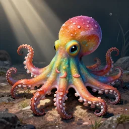 friendly rainbow octopus. art by esther inglis