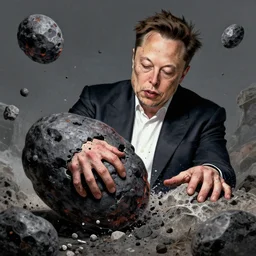 elon musk gets crushed by an asteroid, detailed intricate illustration, detailed illustration, hd, 4 k, digital art, overdetailed art, by greg rutkowski, by loish, complementing colors, trending on artstation, deviantart