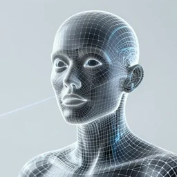 beautiful portrait, crumpled high poly 3 d glowing wireframe models, lasers, ultra realistic, intricate details, holographic artifacts, highly detailed by peter mohrbacher, boris vallejo, hajime sorayama, wayne barlowe, paolo eleuteri serpieri