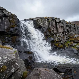 A waterfall on a granite rock outcrop in Dartmoor National Park, award winning landscape photography
