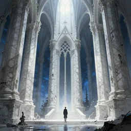 cryptopunk, old gothic crypt, white marble walls, epic scenery, dramatic white and blue lighting, detailed illustration, digital art, overdetailed art, concept art, detailed illustration, hd, 4k, digital art, Zdzisław beksinski, trending on artstation