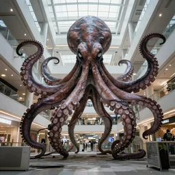 camera footage of a extremely aggressive Giant mutated Octopus with glowing white eyes, False Human Features, in an abandoned shopping mall, Psychic Mind flayer, Terrifying, Metal Slug Aliens  :7 , high exposure, dark, monochrome, camera,  grainy, CCTV, security camera footage, timestamp, zoomed in, Feral, fish-eye lens, Fast, Radiation Mutated, Nightmare Fuel, Ancient Evil, Bite, Motion Blur, horrifying, lunging at camera :4 bloody dead body, blood on floors, windows and walls :5