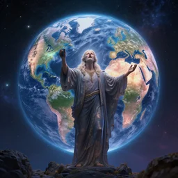 the god of everything singing the world into existence, cosmic nature, DMT imagery.  Octane render, PBR, path tracing, subsurface scattering.  By Aivazovsky and Peter Mohrbacher and Paul Lehr.
