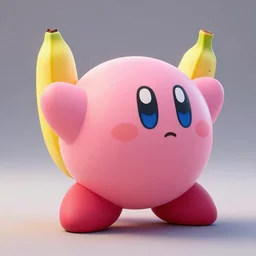 3 d render of a beautiful and accurate banana shaped pink kirby. intricate, professionnal digital art, octane render.
