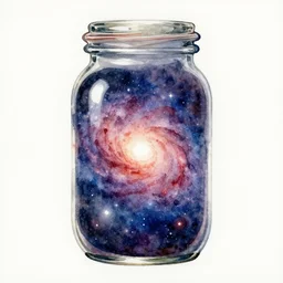 a watercolor painting of a galaxy inside a jar, artstation