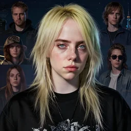 a potrait of billie eilish as an anime, fine details, night setting, realistic shaded lighting poster by ilya kuvshinov katsuhiro, artgerm, jeremy lipkin and michael garmash, unreal engine 5, radiant light, detailed and intricate environment