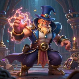 Rayman legends boss, A baddass magician with energy, character design,  in the style of michael ancel, Ruan Jia and Mandy Jurgens and Greg Rutkowski, trending on Artstation, award winning, unreal engine, octane render W 1024