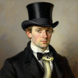 portrait of a snake in a top hat, painting by Norman Rockwell, detailed, 4k