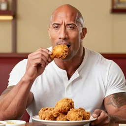 dwayne johnson as colonel sanders eating fried chicken