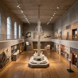 a surreal detailed museum