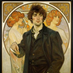 attractive man, painting by gaston bussiere, craig mullins, greg rutkowski, alphonse mucha