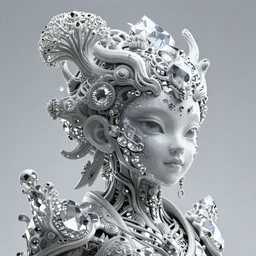 asura from chinese myth, ghost, gorgeous and huge head ornaments, dystopian, cyberpunk, organic fractal mycelum and fungi, mecha, halfturn portrait of a big crystal face made of crystals half - turn, ominous, intricate, hi - tech synthetic rna bioweapon nanotech demonic, art by anthony macbain greg rutkowski + alphonse mucha, concept art, 4 k, sharp focus