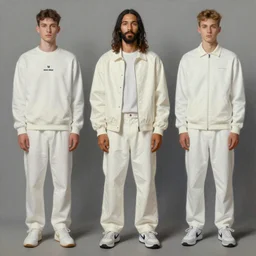 a full body lookbook portrait of modern - day jesus wearing virgil abloh off - white menswear and sneaker collection by nicola samori, detailed, realistic oil painting, hyper - realistic, 8 k, off - white collection