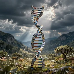 dna made out of meme collage, memetics genetics