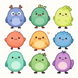 cute and funny otherworldly creatures,, sticker art
