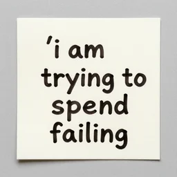 written text of the words'i am trying to spell and failing'on a 3 x 5 inch index card