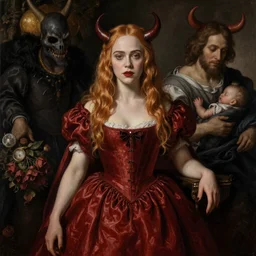 Elle Fanning in hell, artstation, by J. C. Leyendecker and Peter Paul Rubens,