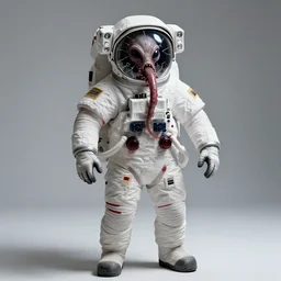 extremely detailed studio portrait of space astronaut, alien tentacle protruding from eyes and mouth, slimy tentacle breaking through helmet visor, shattered visor, full body, soft light, disturbing, shocking realization, hyper detailed, award winning photo by letizia battaglia