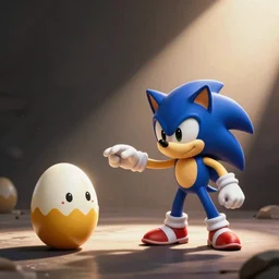 Dr. Eggman throwing an egg at Sonic the Hedgehog