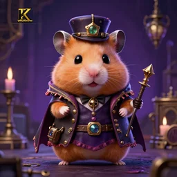 a cute cyberpunk hamster as a supervillain, steam punk, gothic, 4 k