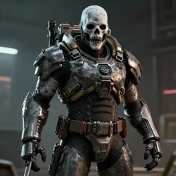 ghost from call of duty as a gears of war character, hyperrealism, octane render, 4k, 8k, artstation