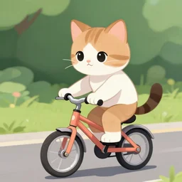 kitten riding a bike, digital ART