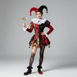 full body photo beautiful jester rogue, award-winning photo