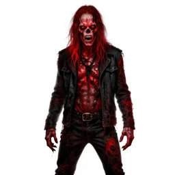 zombie james hetfield, in the style of beksinski, red, black, glowing, vibrant, chiaroscuro, high detail, perfect artwork, clean lines