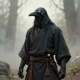 a crow that is a kenku monk, dungeons and dragon, portrait