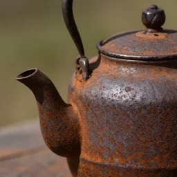 closeup of ((rusty)) teapot