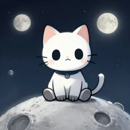cute little robotcat sitting on the moon, fantasy, concept art, artstation, tyler edlin, feng zhu, artgerm, thomas karpi