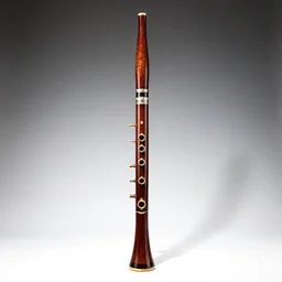 ceramic bassoon, commercial catalog photo, isolated on a pure white background, centered, entire object in frame, sharp focus, soft studio lighting
