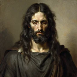 portrait of the personification of hades. god of the underworld. art by gaston bussiere.