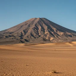 a single mountain with a desert foreground, high res dslr 8 k photography