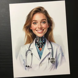asset sheet, material study ( caricature ) robot doctor ( hyperrealistic surrealist style cartoon ) happy lighthearted