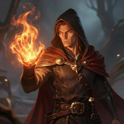 a stunning portrait of a dnd human wizard, forming a burning hand spell, digital art 4 k trending on artstation