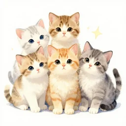 cute kittens, watercolor, masterpiece!!!!!!!!!!!!!!!!