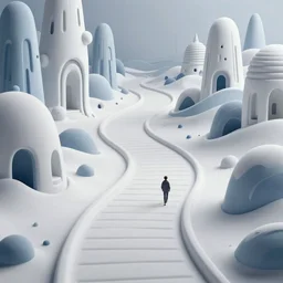 an epic elite mysterious whimsical masterpiece fantasy matte painting of an impossible path winding through arctic dream worlds with surreal architecture designed by heironymous bosch, structures inspired by heironymous bosch's garden of earthly delights, surreal ice interiors by cyril rolando and cyril rolando and asher durand and natalie shau, insanely detailed and intricate, sharp focus, complex, brutalist