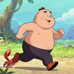 fat chuck running from crab meme