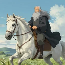 Gandalf riding on a white horse, extra detailed, digital illustration, by Makoto Shinkai and thomas kinkade, digital painting, Matte painting, trending on artstation and unreal engine