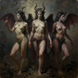 painting of sensual demons