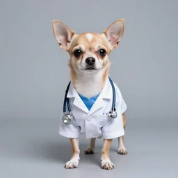 chihuahua wearing doctor's attire, studio lighting