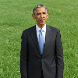 high quality 3 d render of barack obama on a grass hdri
