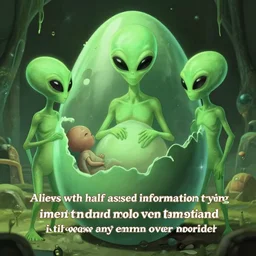 aliens with half assed information trying to understand how emma was born from giant green egg