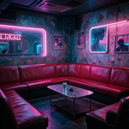 dieselpunk lounge in restrained electropunk aesthetic