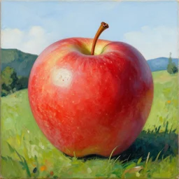 a portrait of a 🍎 in a scenic environment by andreas achenbach